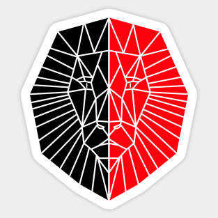 GEOMETRIC Animal Black And Red Lion Head Sticker